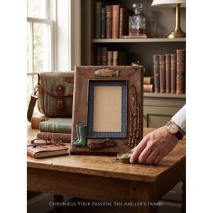 Rustic Cabin The Angler's Frame Fishing Trout 3D Wood Look Photo Frame‎ 4x6